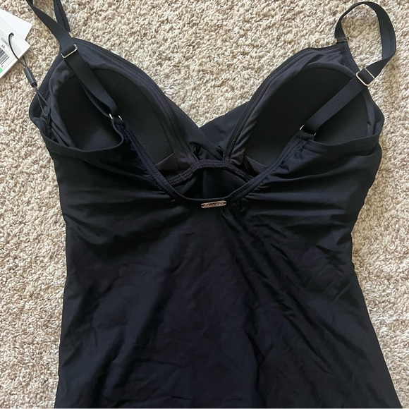 NEW Calvin Klein Black Ruched Tummy Control swim suit bathing suit 8 - Picture 2 of 5